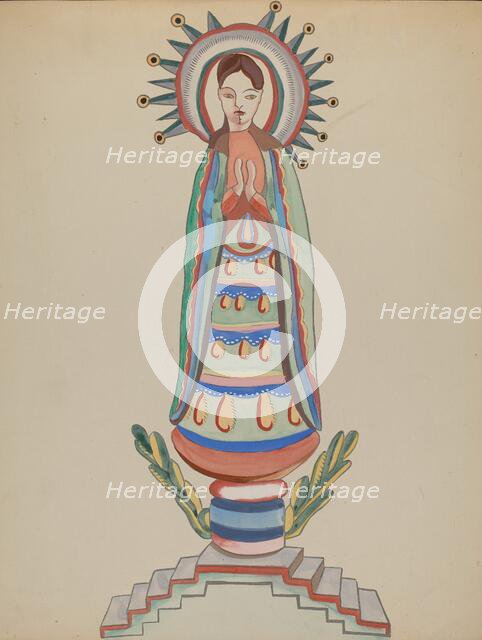 New Mexico, "Bulto", Polychromed Wooden Figure, 1935/1942. Creator: E. Boyd.