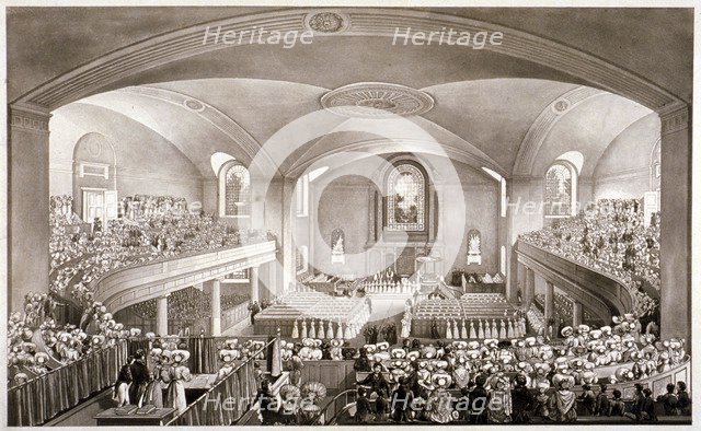 Interior of the Church of St John at Hackney, London, 1827.                    Artist: Anon