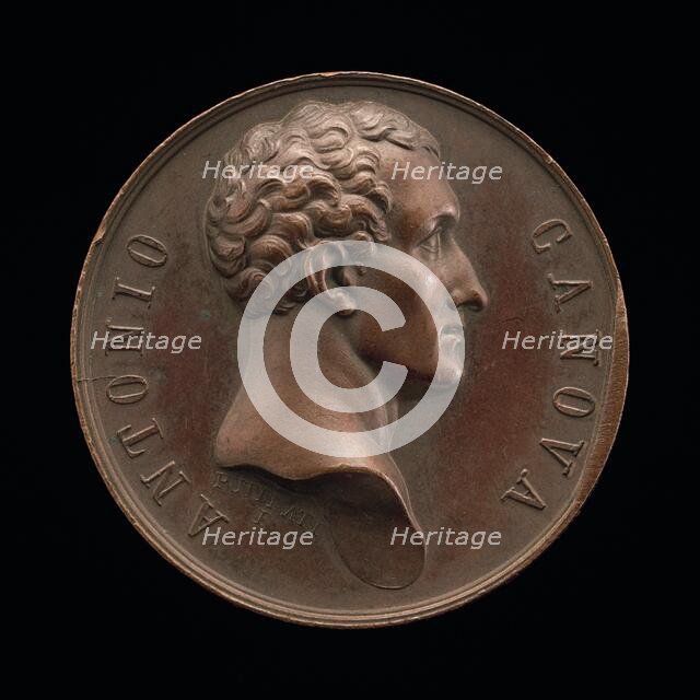 Antonio Canova, 1757-1822, Sculptor [obverse], after 1823. Creator: Francesco Putinati.