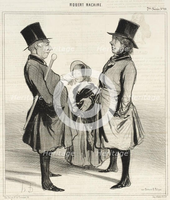 L'Adoption - Ah ça! Robert, mon ami..., 1841. Creator: Honore Daumier.
