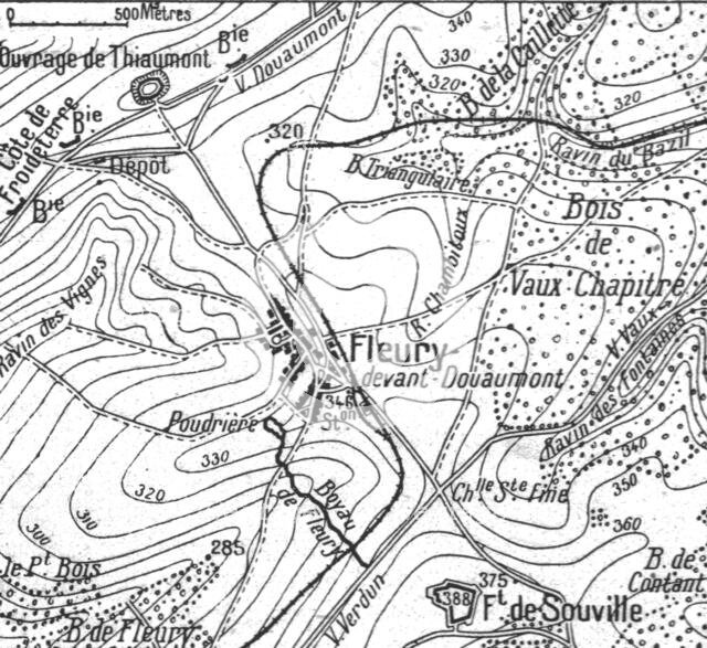 'Fleury-devant-Douamont: Fleury et le terrain environnant', 1916. Creator: Unknown.
