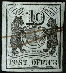 10c St. Louis Bear type I postmaster provisional single, 1845. Creator: Unknown.