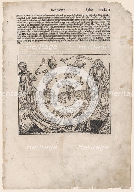 Dance of Death, leaf from The Nuremberg Chronicle, 1493. Creator: Michael Wolgemut.