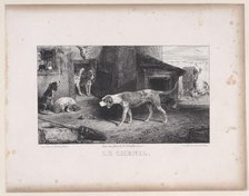 The Kennel, from the series Hunting Scenes, 1829. Creator: Alexandre Gabriel Decamps.