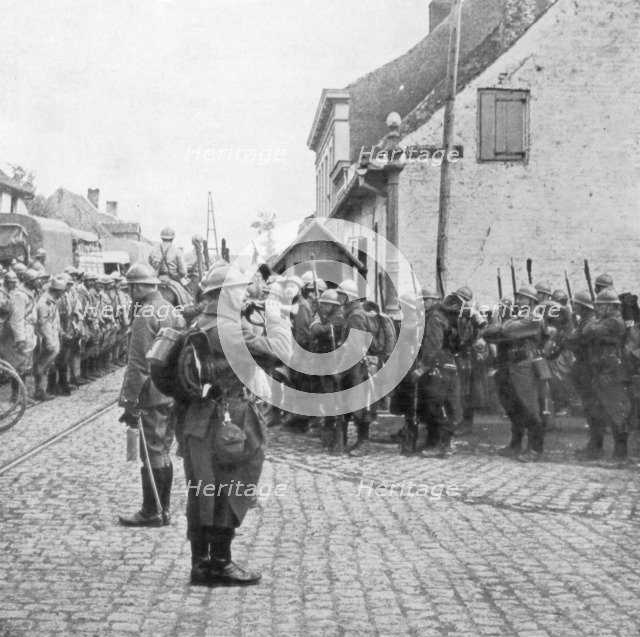 French and Belgian troops, Flanders, c1917. Artist: Unknown