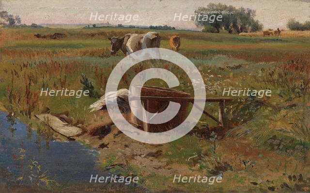 Landscape with Cows, 1844. Creator: Johan Thomas Lundbye.