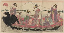Women on a boat at New Year imitating the Seven Gods of Good Fortune, n.d. Creator: Utagawa Toyokuni I.