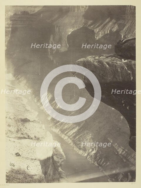 Looking South into the Grand Cañon, Colorado River, Sheavwitz Crossing, 1872. Creator: William H. Bell.