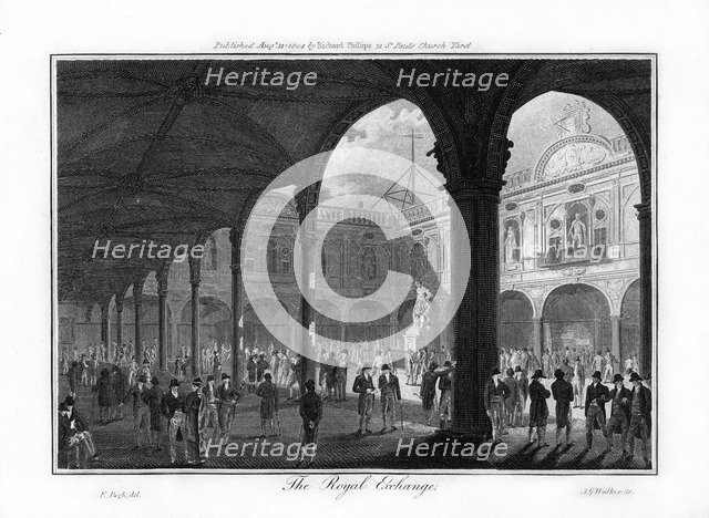 The Royal Exchange, London, 1804.Artist: Walker