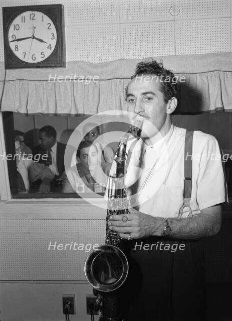 Portrait of Charlie Ventura and Herb Abramson, National studio(?), New York, N.Y., ca. 1946. Creator: William Paul Gottlieb.