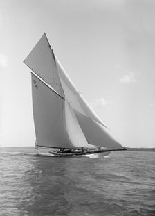 The 15 Metre class sailing yacht 'Tuiga', 1911. Creator: Kirk & Sons of Cowes.