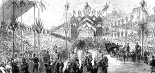 The Royal Visit to Swansea: singing the "Welcome, Prince!" at the Masonic Stands, 1881. Creator: Unknown.