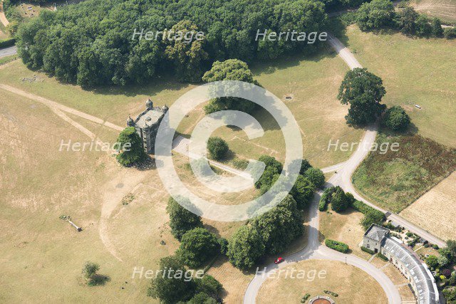 Crop marks revealing the buried foundations of Tixall Hall, Staffordshire, 2018. Creator: Historic England Staff Photographer.