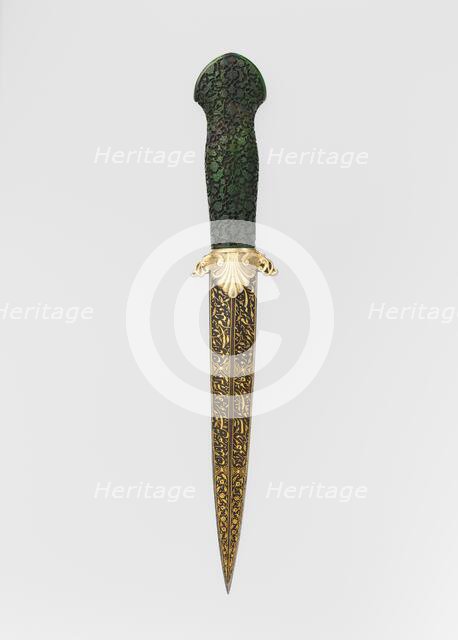 Dagger, Turkish, grip and blade, 16th century; guard, hallmarked for 1774-89. Creator: Unknown.