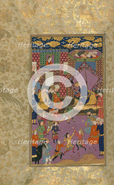 Single Leaf of Youths Before a Ruler at his Court, early 11th century AH/AD 17th century. Creator: Unknown.