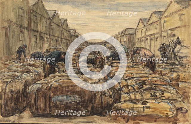 The cotton docks. Port of Le Havre. Creator: Prunier, Gaston (1863-1927).