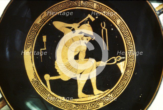 A Smith, detail of a Greek Cup, (Kylix), c6th century BC.