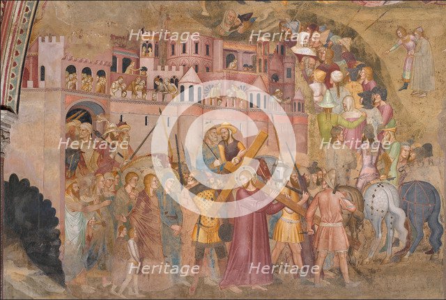 Christ carrying the Cross. Fresco of the Cappellone degli Spagnoli, ca 1365. Artist: Andrea di Bonaiuto, (Andrea da Firenze) (1343-1377)