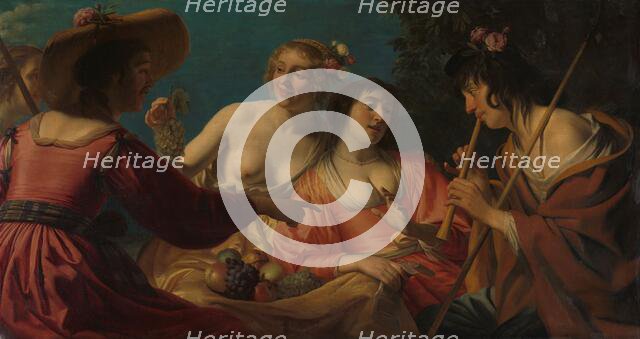 Shepherd Playing the Flute, and Four Shepherdesses, 1632. Creator: Gerrit van Honthorst.