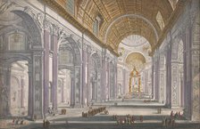View of the interior of the St. Peter's Basilica in Vatican City, 1700-1799. Creator: Anon.