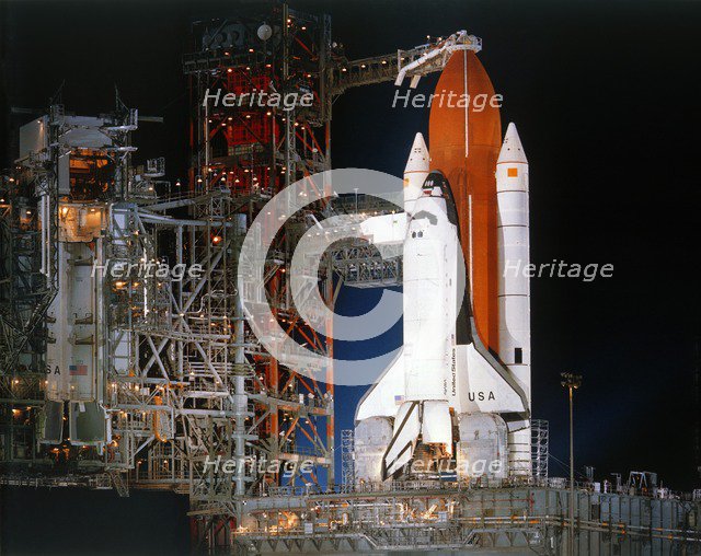 Space Shuttle 'Columbia' on launch pad, Kennedy Space Center, Florida, USA, March 1982. Creator: NASA.