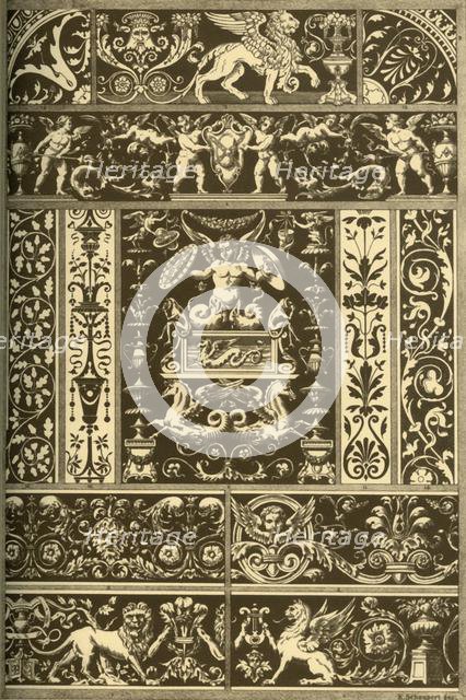 Italian Renaissance sgraffitos, wood-mosaic, marble-mosaic and bas-reliefs, (1898). Creator: Karl Schaupert.