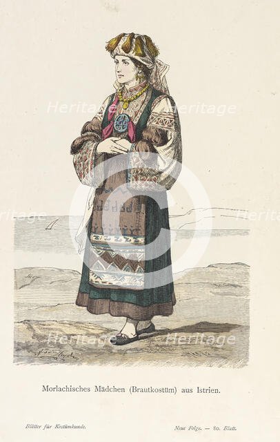 Costume Plate (Morlachisches Mädchen (Brautkostüm) aus Istrien), 19th century. Creator: Unknown.