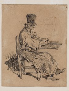 Old Man Seated at a Table, 19th century. Creator: Charles Emile Jacque.