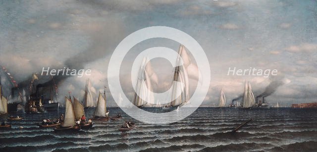 Finish First International Race for America's Cup, August 8, 1870, 1870. Creator: Samuel Colman.