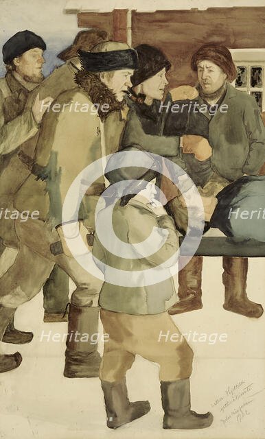 Childhood Memory (Men, Boy and Father, a sketch for Childhood Memory), 1902. Creator: Juho Rissanen.