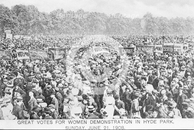 Women's Sunday, Hyde Park, Sunday 21 June 1908. Artist: Unknown