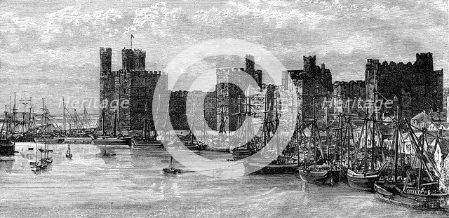Caernarfon Castle, Gwynedd, Wales, 19th century.Artist: Benoist