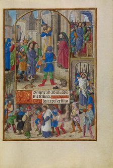 Christ before Caiaphas; Spinola Hours, about 1510-1520. Creator: Master of the Dresden Prayer Book.