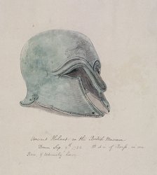 Ancient brass helmet from the British Museum, Holborn, London, 1784. Artist: William Angus