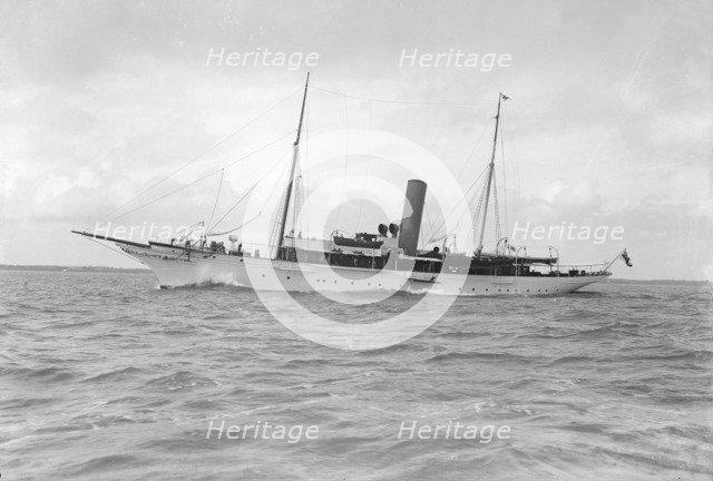 The 445 ton steam yacht 'Vanessa' under way,1912. Creator: Kirk & Sons of Cowes.