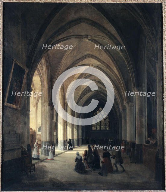 Inner view of the Saint-Benoit-le-Bestoune church: southern nave, 1838. Creator: Louis Courtin.