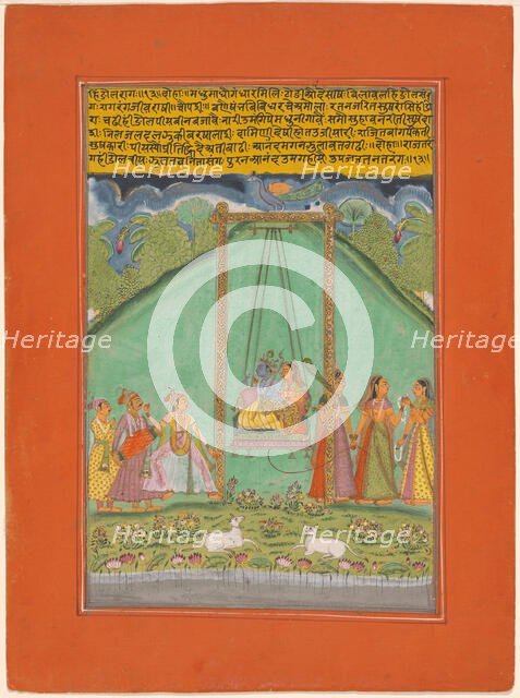 Hindol Raga, page from a Garland of Musical Ragas (Ragamala) Set, 1750/70. Creator: Unknown.