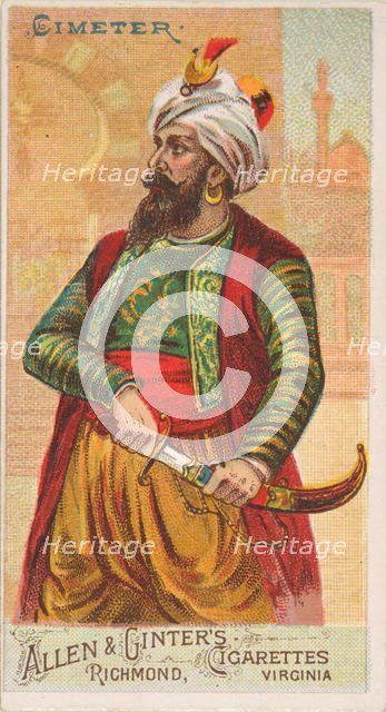 Cimeter, from the Arms of All Nations series (N3) for Allen & Ginter Cigarettes Brands, 1887. Creator: Allen & Ginter.