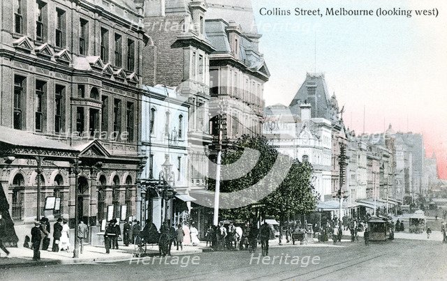 Looking west along Collins Street, Melbourne, Australia, 1912. Artist: Unknown