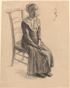 Seated Girl in Peasant Costume, 19th century. Creator: Unknown.