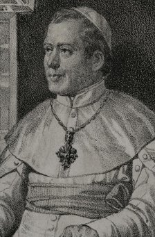 Pius IX, (1792-1878), Italian pope (1846-1878), 1852. Detail.  Creator: Julio Donón.