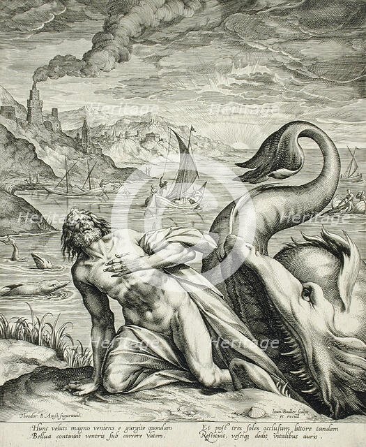 Jonah Spat Up by the Whale, c1582. Creator: Johann Sadeler I.