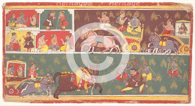 Episodes from Krishna's Life: Folio from a Bhagavata Purana (Ancient Stories of Lord Vishnu), c1700. Creator: Unknown.