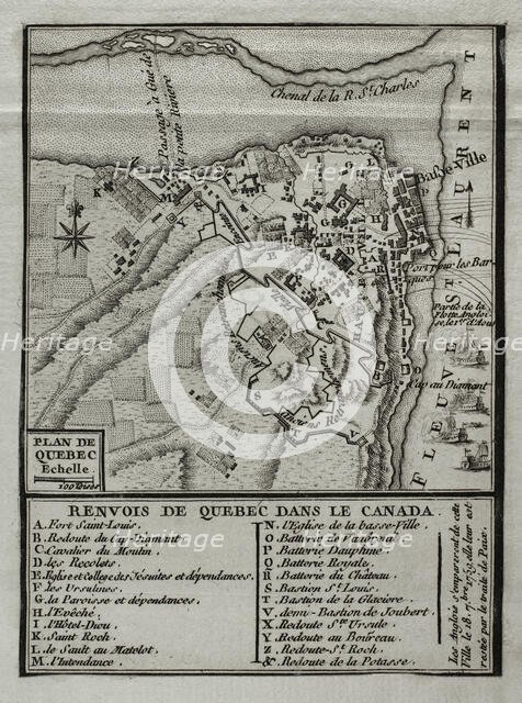 Seven Years War (1756-1763): Map of Quebec, Canada, 1759 (1765).  Creator: Jean de Beaurain.