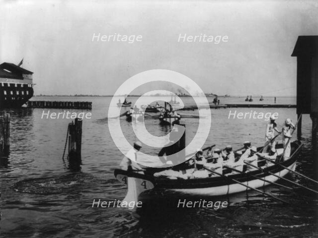 U.S. Naval Academy, Annapolis: cutter drill, under oars, (1902?). Creator: Frances Benjamin Johnston.