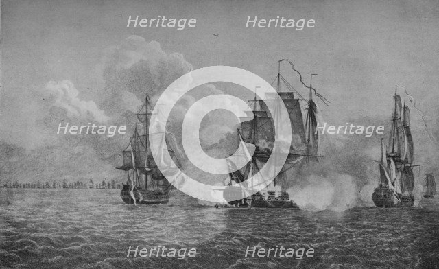 'Capture of the Thetis and Phenix', c1770. Artist: Dominic Serres.