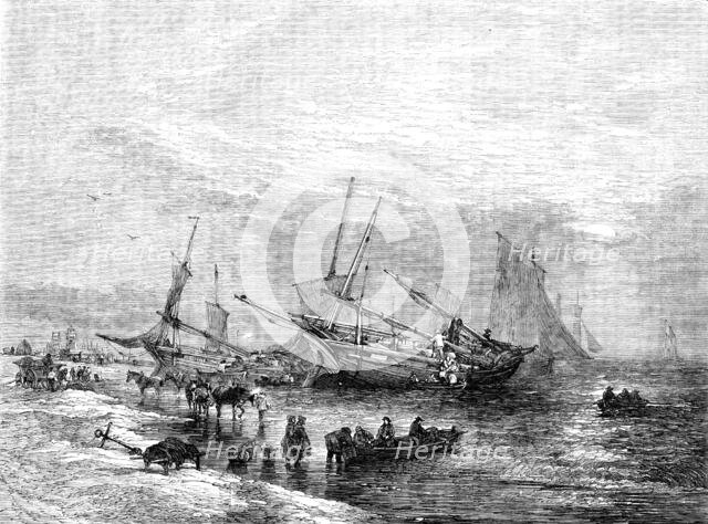 "The Lowestoft Herring Fishery" - drawn by E. Duncan, 1854. Creator: Unknown.
