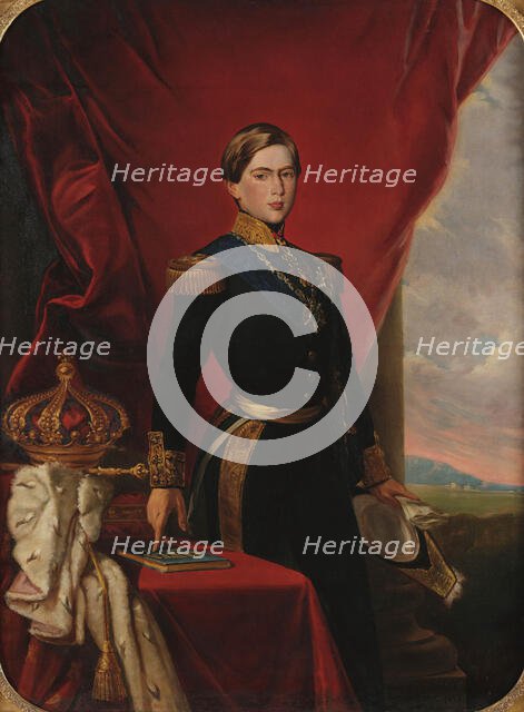 Portrait of King Pedro V of Portugal (1837-1861). Creator: Bordalo Pinheiro, Manuel Maria (1815-1880).