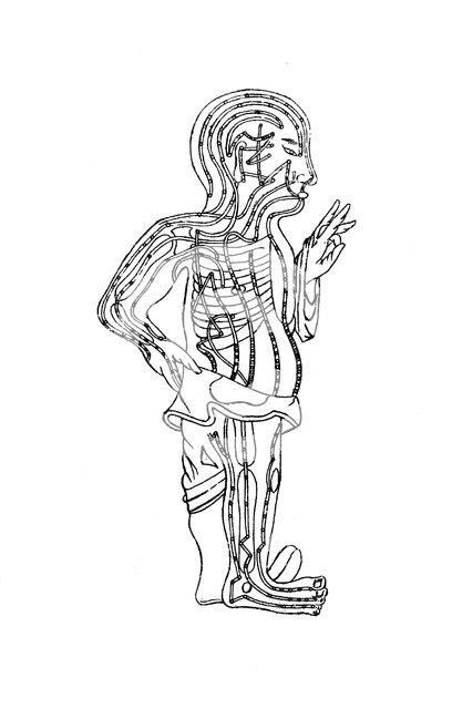 Acupuncture chart, 19th century. Artist: Unknown