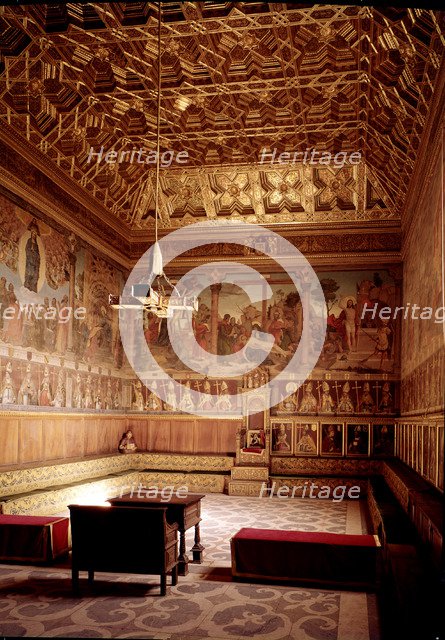 Interior of the Chapter House of the Cathedral of Toledo, Renaissance architectural style, with a…